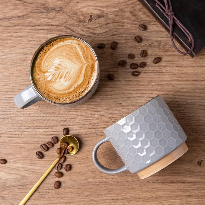 GBhome 12OZ Stackable Coffee Mugs, Ceramic Coffee Mugs - Image 3
