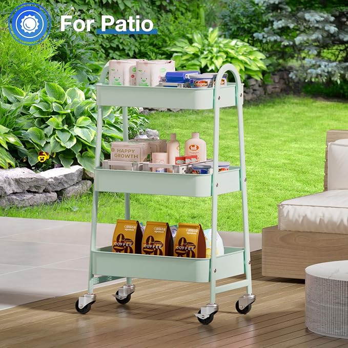 OLIXIS Metal Utility Cart, Mobile Rolling Storage Shelf - Image 7