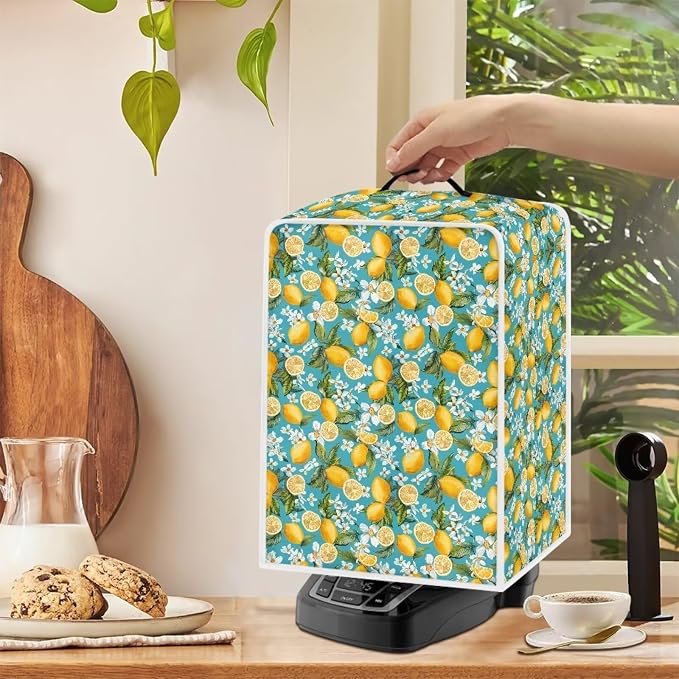 Lemon Print Coffee Maker Dust Cover Theme Appliance - Image 4