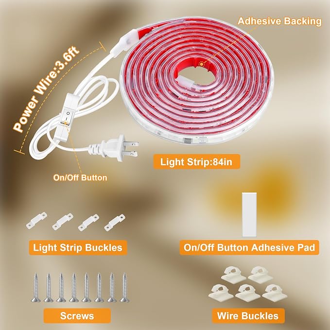 maylit Under Cabinet Strip Lighting Plug in 84in, Ultra Bright Small LED Light - Image 5