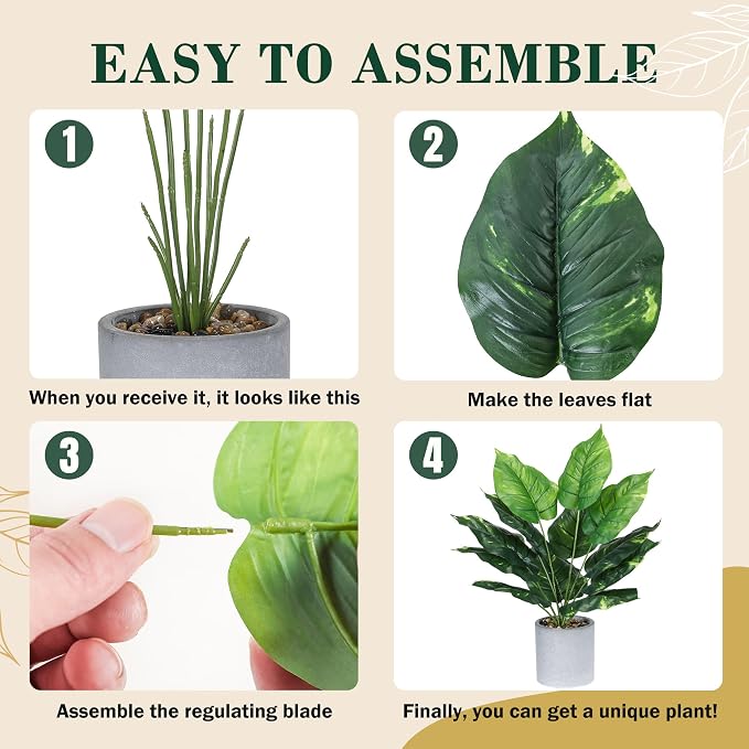 2pcs Fake Plants Medium Artificial Tropical Plants Indoor - Image 3