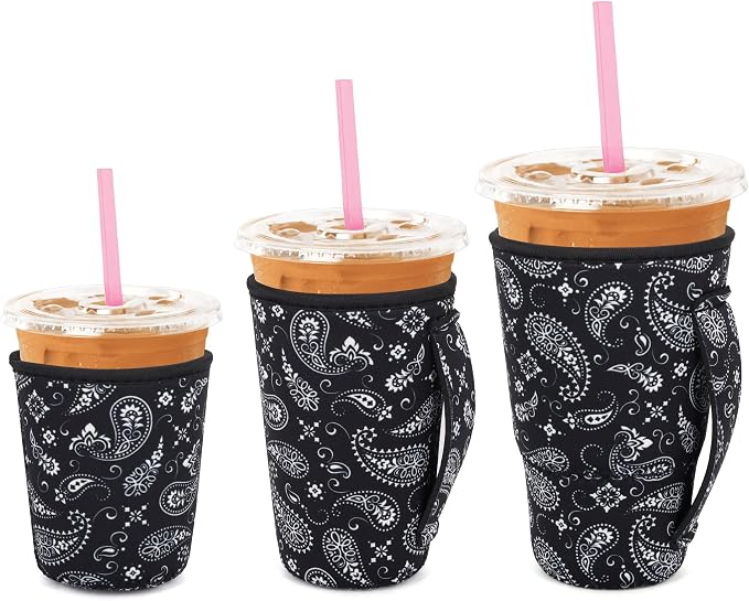 3 Pack Iced Coffee sleeve Insulated Neoprene Cup Sleeves by Snowso