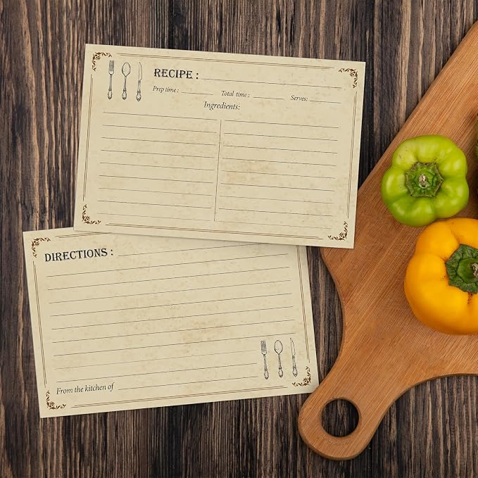 4x6 Recipe Cards, 50 Pack, 300gsm Thick Double-Sided Vintage Design - Image 2