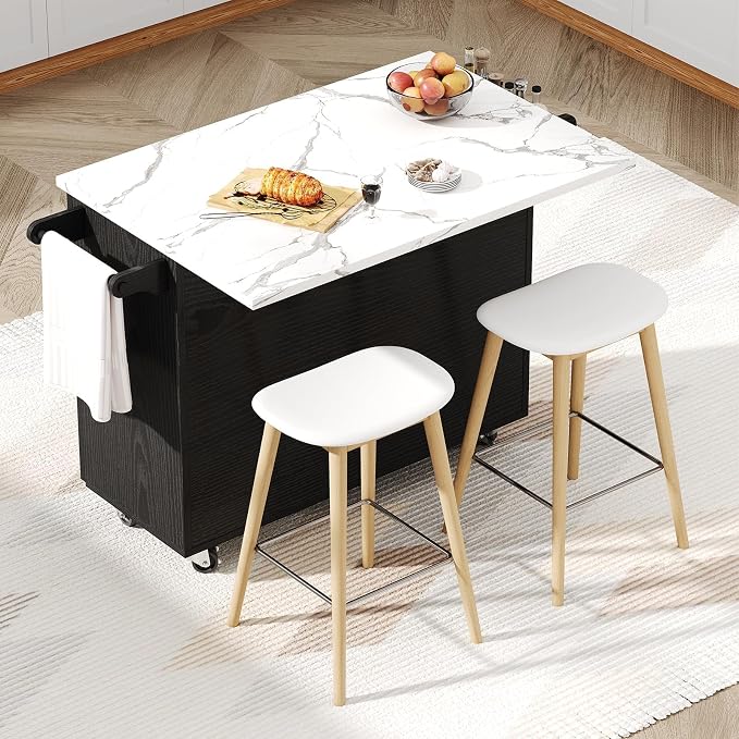 4 EVER WINNER 43" Modern Kitchen Island on Wheels - Image 8
