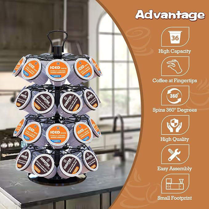 BLACKSMITH FAMILY 36 K Cup Pod Carousel Easy Assembly Design K Cup Holders - Image 2