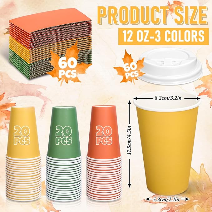 Whaline 60 Set Fall Disposable Coffee Cups - Image 2