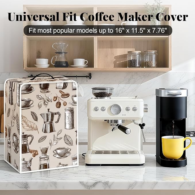 BVBOX Coffee Maker Cover, Durable Dustproof Lightweight Polyester Cotton Blend - Image 3