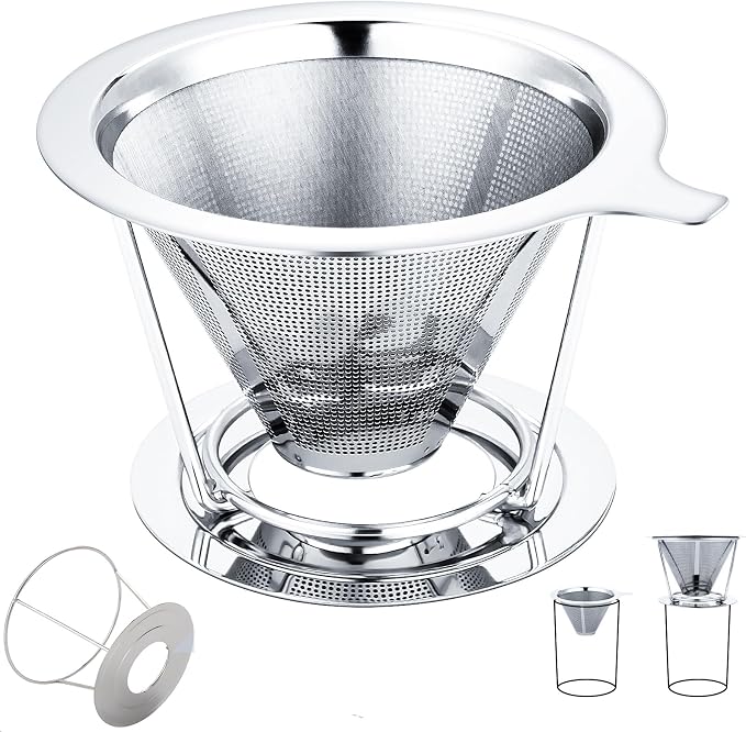 Pour Over Coffee Maker, Coffee Filter, Slow Drip Paperless Stainless Steel Cone by Unknown