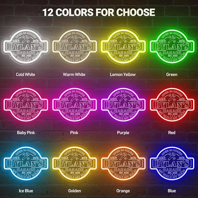 Custom Garage Neon Sign with Name, Personalized LED Garage Light - Image 4