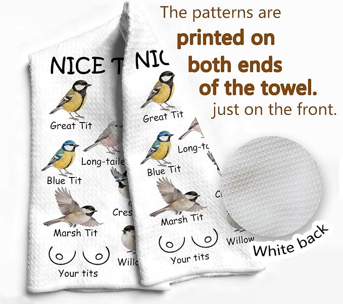 Funny Bird Hand Towel, Nice Tits Humor Bathroom Hand Towel - Image 6