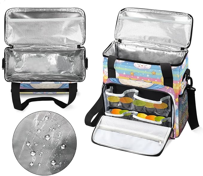 Owl Rainbow Coffee Maker Carring Bag, Large Insulated Storage Organizer Case - Image 3