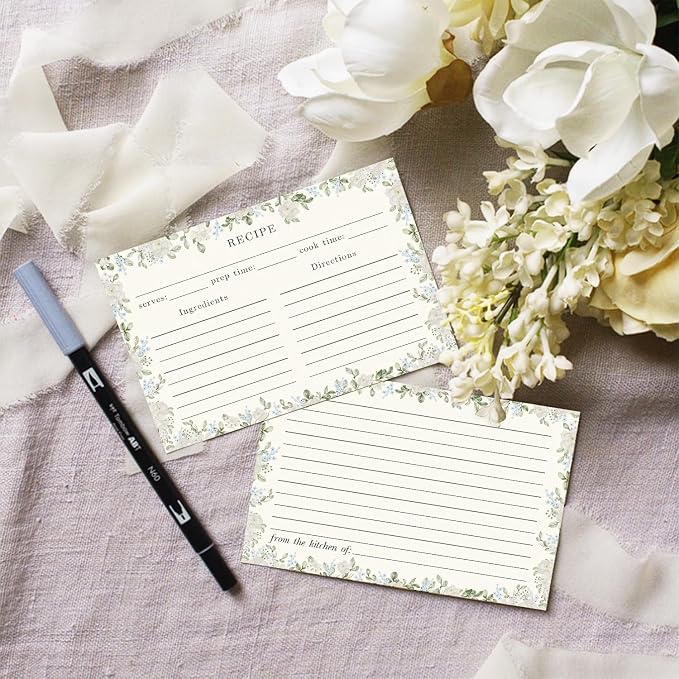JOETMAE 50PCS Floral Border 4×6 Recipe Cards - Image 4