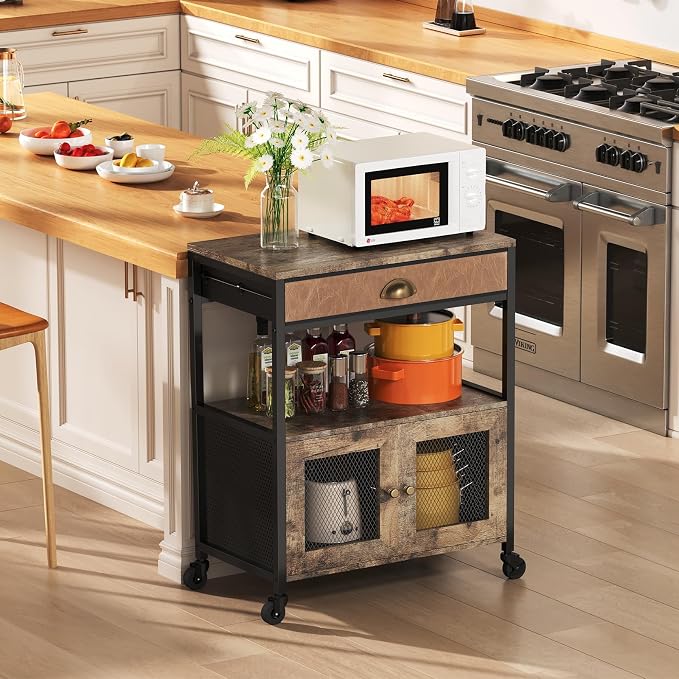 X-cosrack Coffee Bar Cabinet，3 Tiers Kitchen Coffee Cart - Image 7