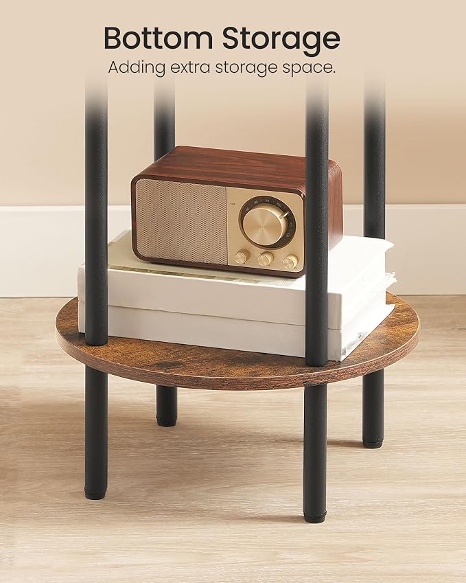 CHOEZON Side Table Set of 2, 2-Tier Round End Table, Small Nightstand - Image 9