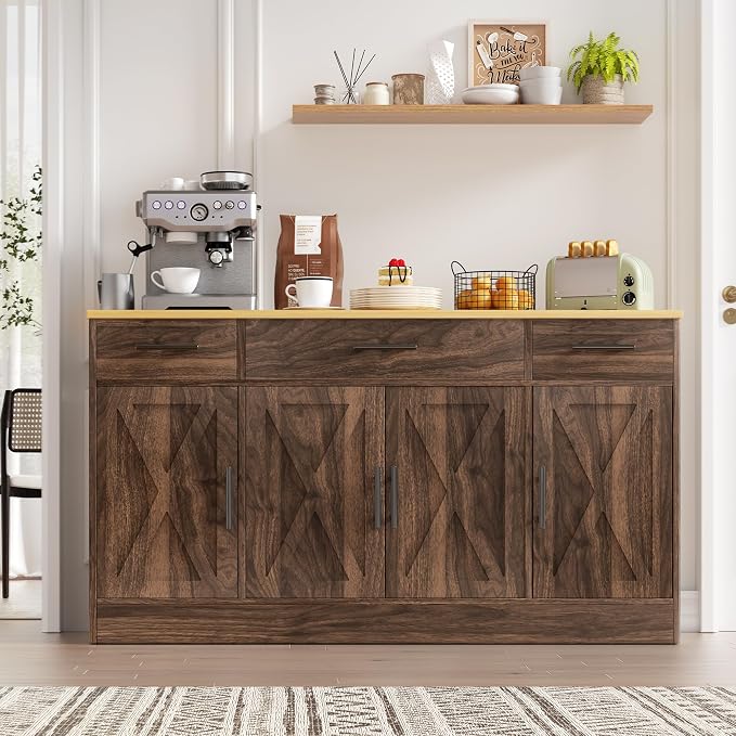 Vongrasig Buffet Cabinet with Drawers, 53” Large Sideboard Buffet Kitchen - Image 3