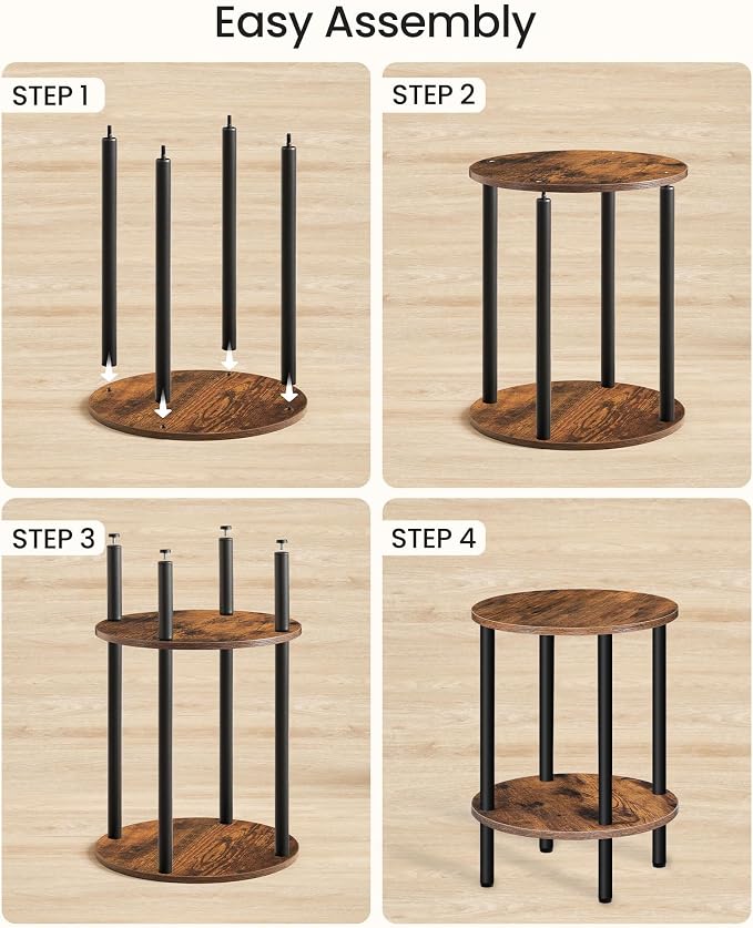 CHOEZON Side Table Set of 2, 2-Tier Round End Table, Small Nightstand - Image 7