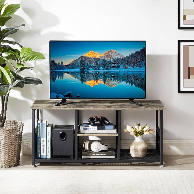 VECELO TV Stand Up to 50 Inches, 39 Inch Industrial Entertainment Center Media - Image 2