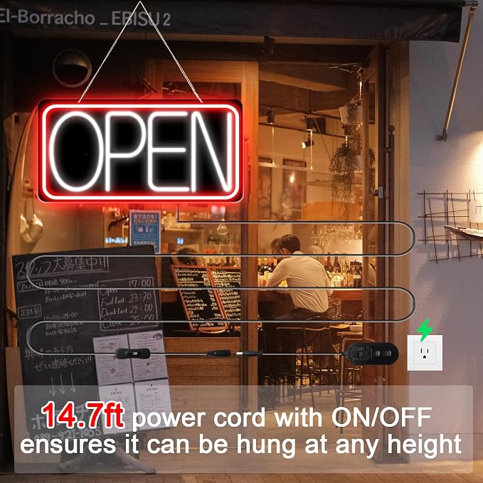 22" X 11" Led Neon Open Signs for Business, Large Open Signs, Plug In Electric - Image 4
