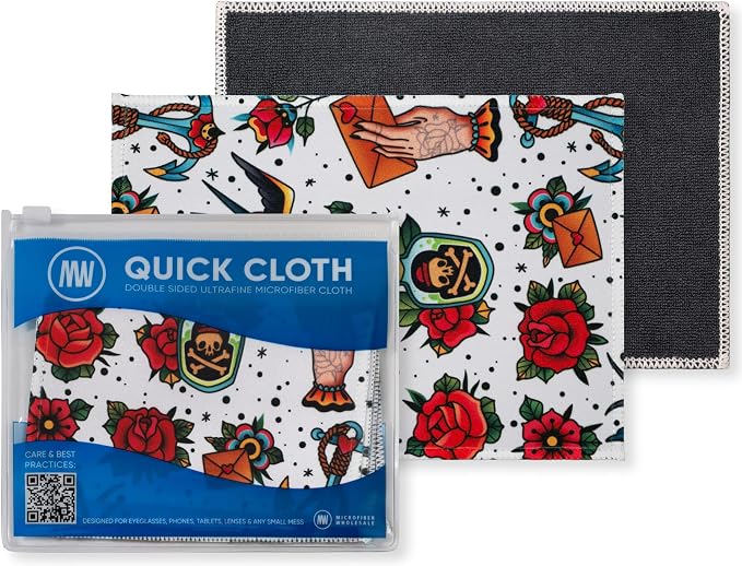 Microfiber Wholesale Quick Cloth Glasses Cleaning Cloths–5x7 Tattoo 2-Pack by MicrofiberWholesale