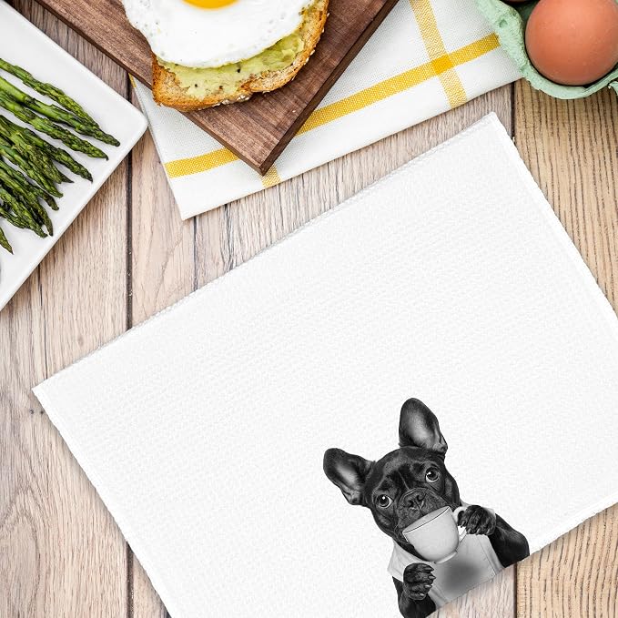 Dog French Bulldog Kitchen Towels, Funny Cute Hand Bathroom Towels Gifts - Image 6
