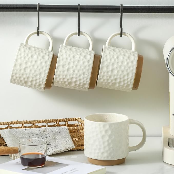 Nihow 16OZ Stackable Coffee Mug Set, Large Ceramic Coffee Mug Set of 4 - Image 4