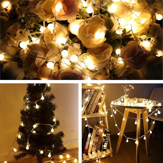 Merdeco Globe, Plug in String Lights 10ft/3m 20 LED Bulb Warm White Fairy Lights - Image 3