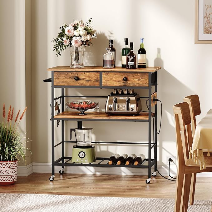 HOOBRO Kitchen Island with Storage, Rolling Island Cart - Image 7