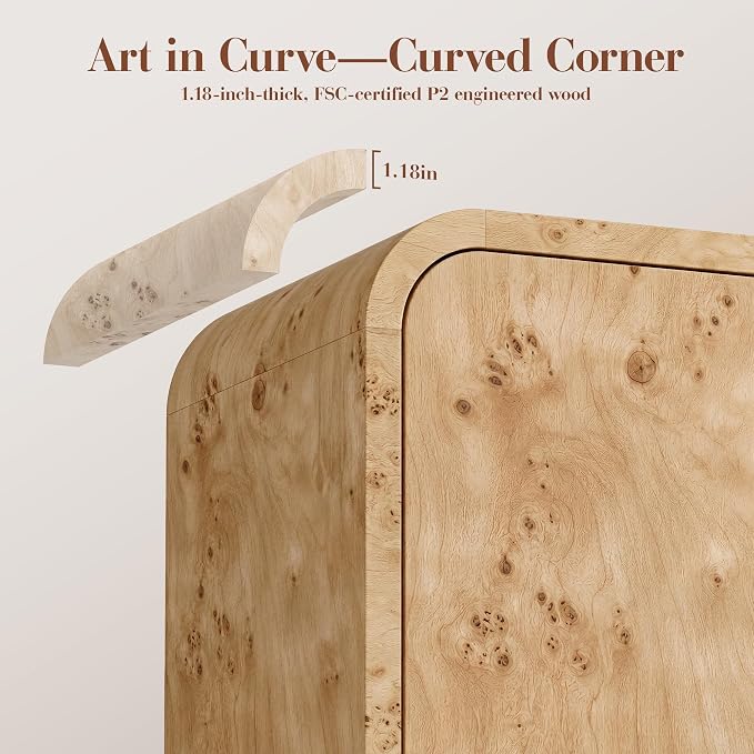 Set of 2 Curved Buffet Storage Cabinet - Image 6