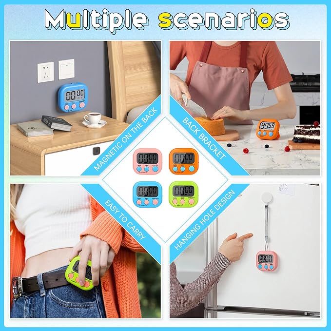 Mwellewm 24 Pcs Digital Timers for Classroom Kitchen Timers for Cooking Small - Image 5