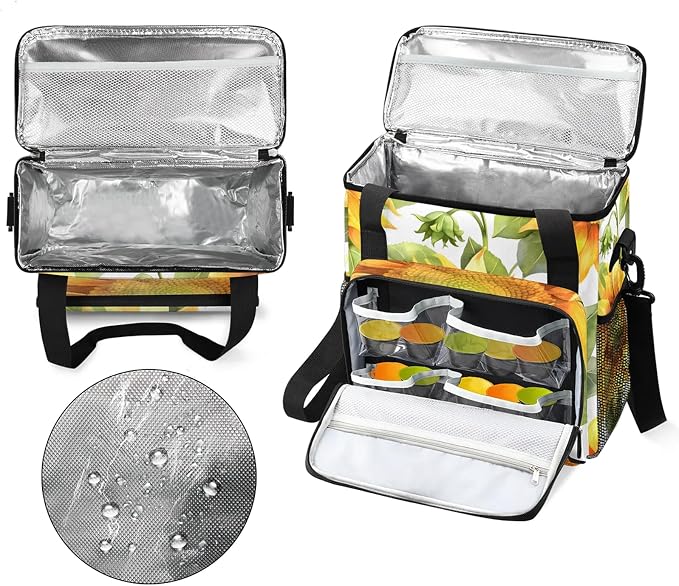 Yellow Sunflower Summer Floral Coffee Maker Carring Bag, Large Insulated - Image 3