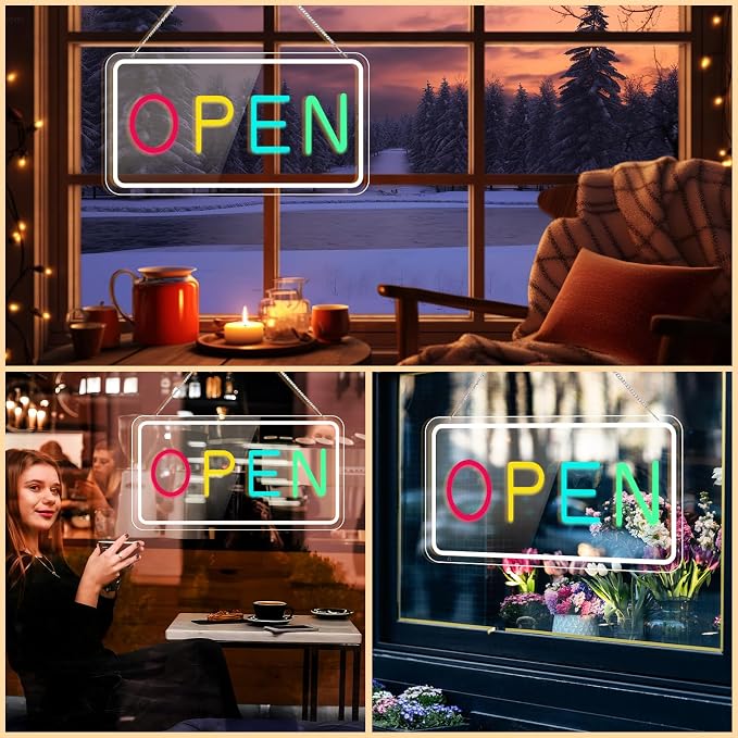 LED Open Sign for Business, Adjustable Brightness, USB Powered Storefront - Image 7
