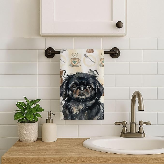 Caroline's Treasures Black Pekingese Coffee Bar Kitchen Towel Velour Plush - Image 7