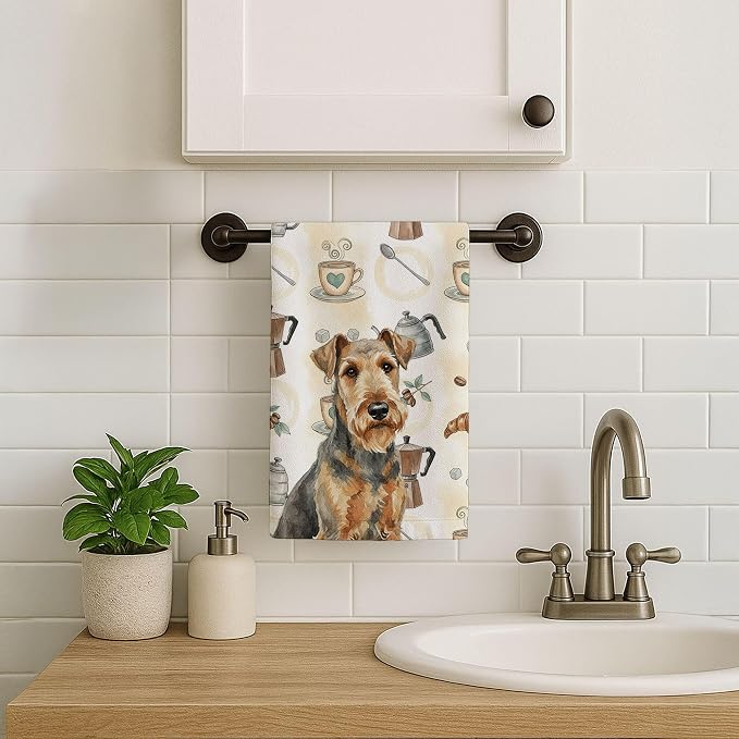 Caroline's Treasures Grizzle Airedale Terrier Coffee Bar Kitchen Towel Velour - Image 7