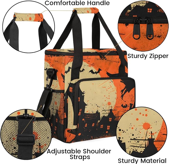 Halloween Themed Coffee Maker Carring Bag, Large Insulated Storage Organizer - Image 6
