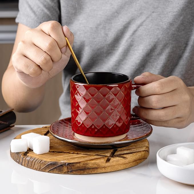GBhome 6 OZ Stackable Coffee Mugs, Ceramic Coffee Mugs - Image 5