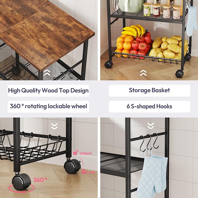 SWTYMIKI Rolling Kitchen Microwave Cart - Image 8