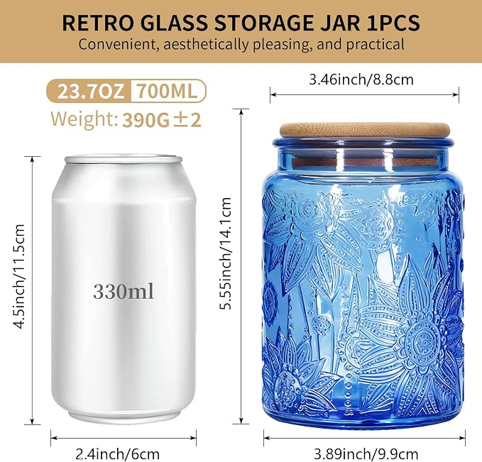 1Pc 24oz Sunflower Style Vintage Glass Candy Jar - Image 2