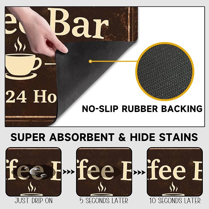 Vintage Coffee Bar Coffee Drying Mat 12" x 19", Absorbent Quick-Dry Mat - Image 5