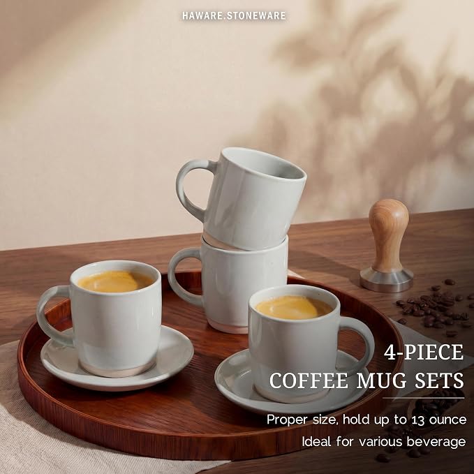 HaWare 13OZ Coffee Mugs Set of 4, Stoneware Coffee Cups, Ceramic Latte Mug - Image 3