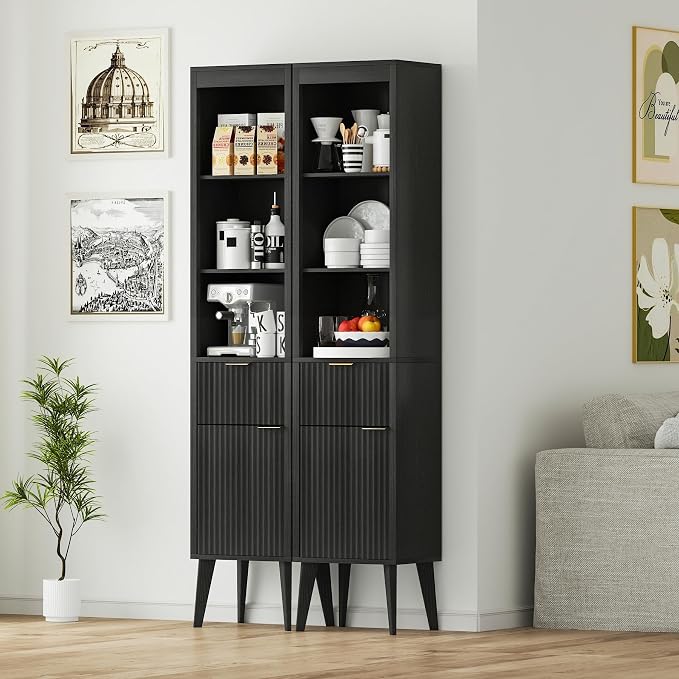 70" H Tall Storage Cabinet, Fluted Freestanding Floor Organizer - Image 8