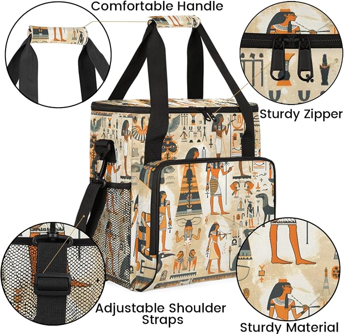 Ancient Egyptian Coffee Maker Carring Bag, Large Insulated Storage Organizer - Image 6
