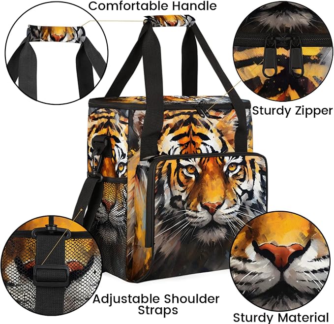 Funny Tiger Coffee Maker Carring Bag, Large Insulated Storage Organizer Case - Image 6