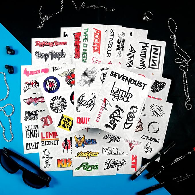 100Pcs Classic Rock Stickers, Rock and Roll Stickers, Rockabilly Band Decals - Image 7