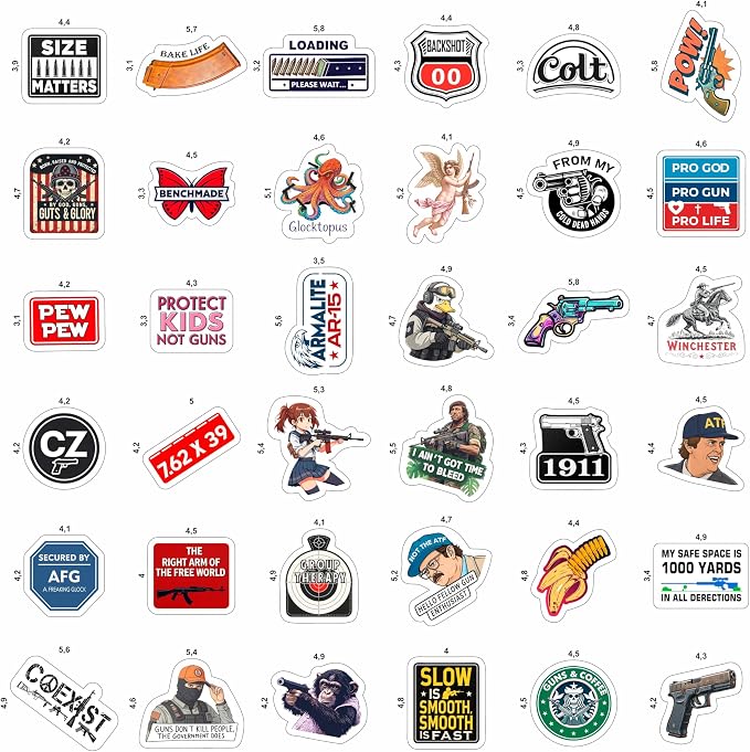 100Pcs Firearm Stickers and Decals, Gun & Tactical Stickers Pack- Military - Image 3