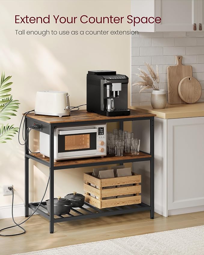 VASAGLE Kitchen Island with 3 Shelves, 39.4 Inches Width Kitchen Shelf with - Image 4