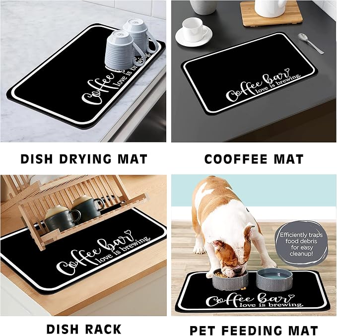 Coffee Bar Mat Rubber Dish Drying Mat - Image 2