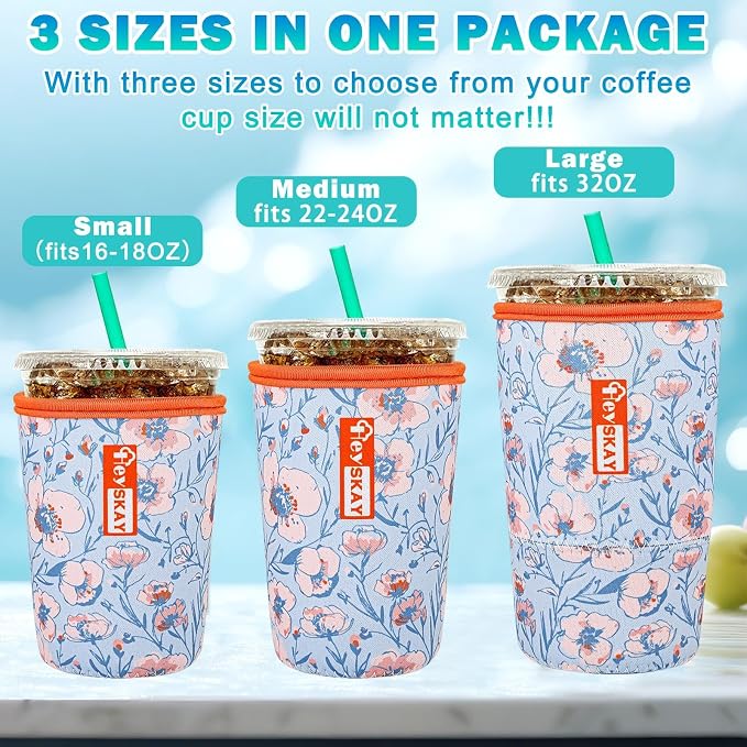 HEYSKAY Insulated Coffee Cup Sleeves Reusable Neoprene Iced Coffee Sleeve - Image 3