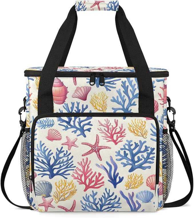 Coastal Starfish Seashell Coffee Maker Carring Bag, Large Insulated Storage by Home