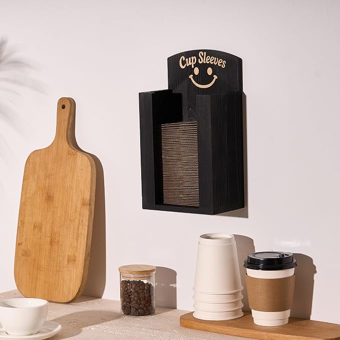 GoFika Coffee Cup Sleeve Holder – Black Hot Cup Dispenser - Image 3