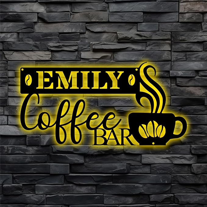 Personalized Coffee Bar Metal Wall Art by HAQCO-Ourproductsaredesignedtogobeyondordinarydecorativeitemsprovidingacaptivatingvisualexperienceandelevatingtheoverallbeautyofyourroom